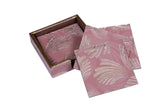 Table Coasters 4"x 4" – Pink & Gold Leaf Pattern (Set of 6)